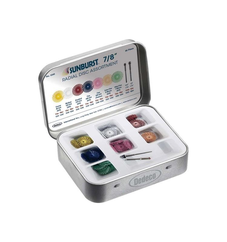 KIT 86 DISCOS SURTIDOS Y MANDRILES SUNBURST DEDECO