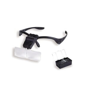 LUPAS BINOCOLARES CON MONTURA, LED Y 5 LENTES 1x-1,5x-2x-2,5×3,5x