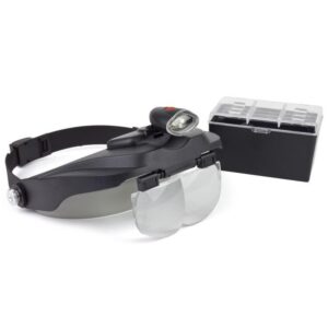 LUPAS BINOCOLARES CON VISERA LED Y 4 LENTES 1,2x-1,8x-2,5×3,5x