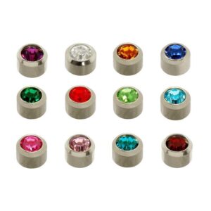 PENDIENTES BOTON C/PIEDRA SURTIDA MINI ACERO CAFLON