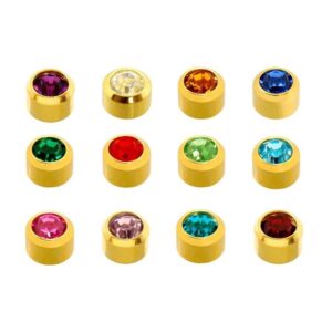 PENDIENTES BOTON C/PIEDRAS SURTIDAS MINI CHAPADO ORO CAFLON