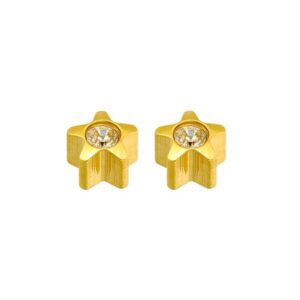 PENDIENTES ESTRELLA CON PIEDRA BLANCA CHAPADO ORO CAFLON